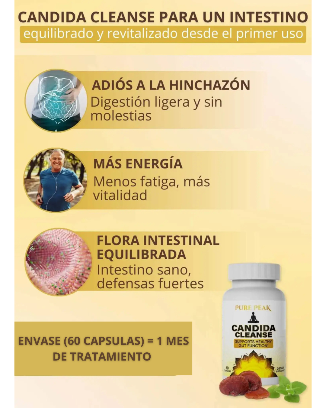 CANDIDA CLEANSE ORIGINAL - 🍄 Cándida bajo control 🎈 Abdomen desinflamado ⚡ Energía real